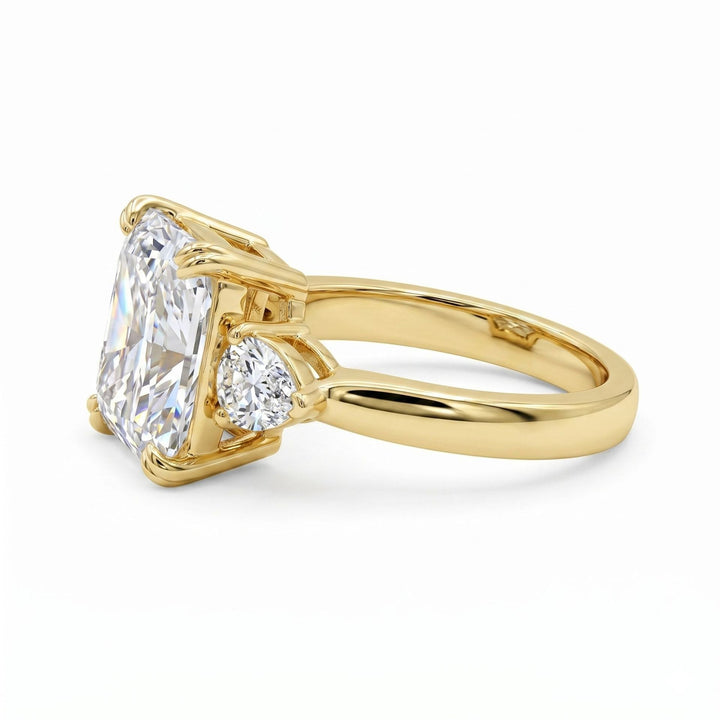 S925 Silver Cushion Cut Three-Stone Ring Pear Accent Engagement Ring