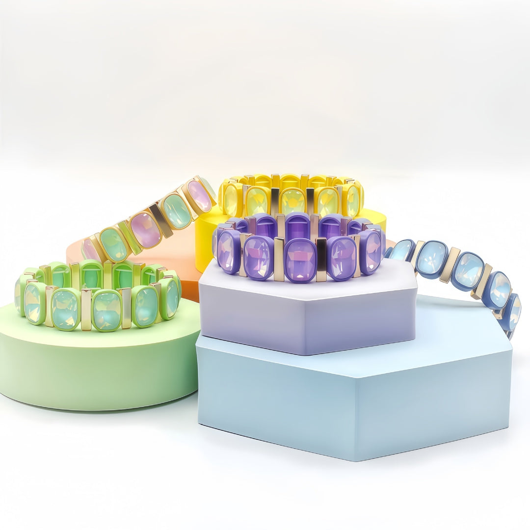 Vintage Y2K Crystal Enamel Stretch Bracelet