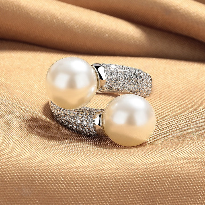 Double Pearl Open Ring