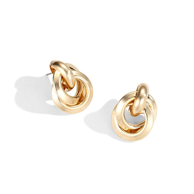 18K Gold & Silver Plated Polished Finish Minimalist Sculptural Knot Stud Earrings