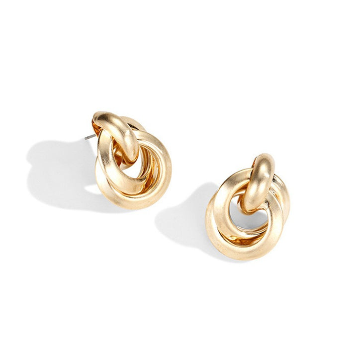 18K Gold & Silver Plated Polished Finish Minimalist Sculptural Knot Stud Earrings