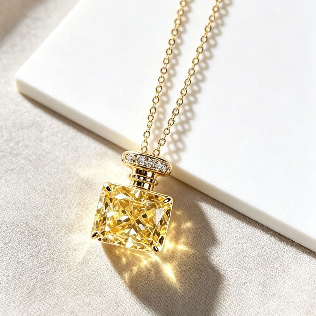 French Vintage Perfume Bottle Pendant Necklace