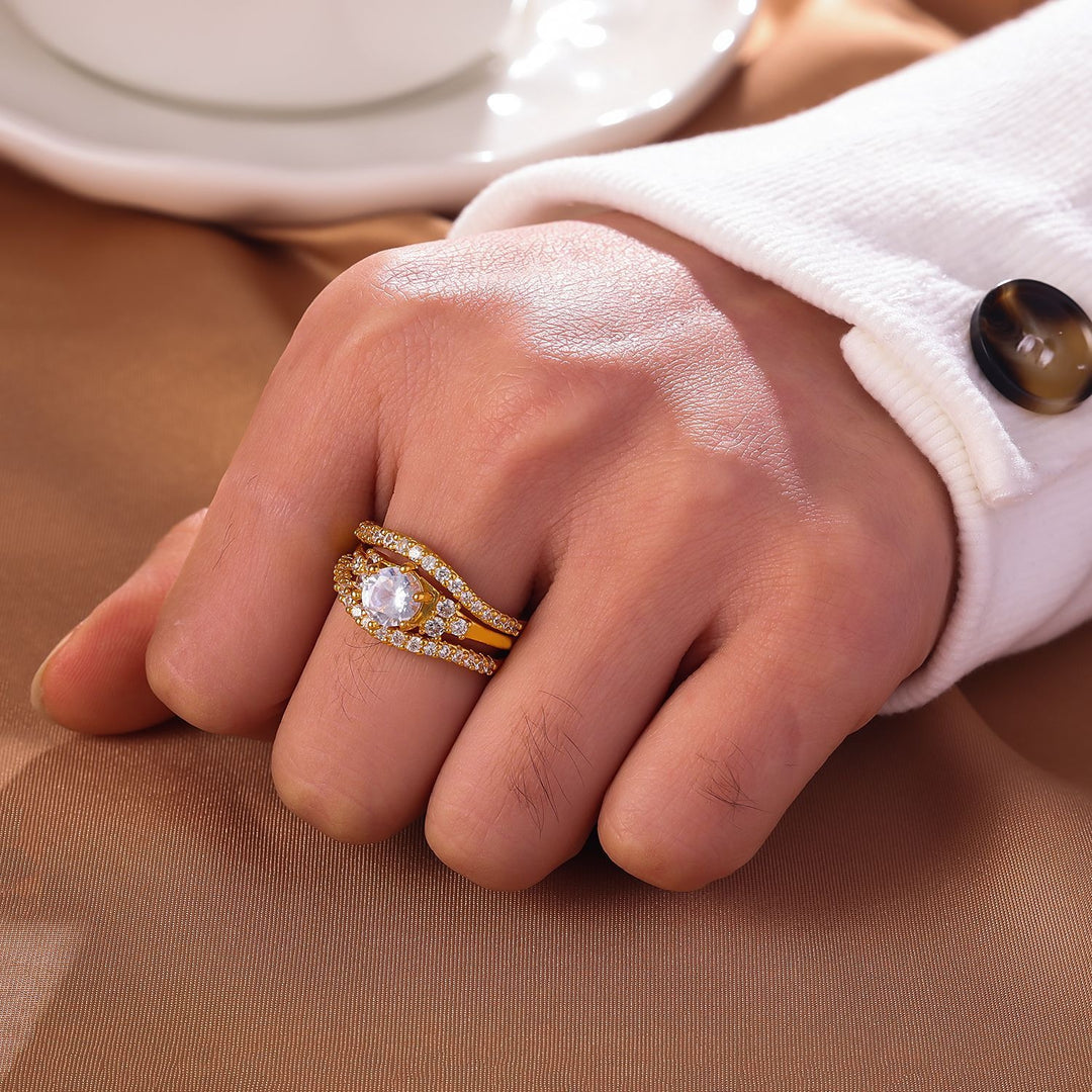 Vows of Love · Triple-Layer Interlocking Stackable Ring Set
