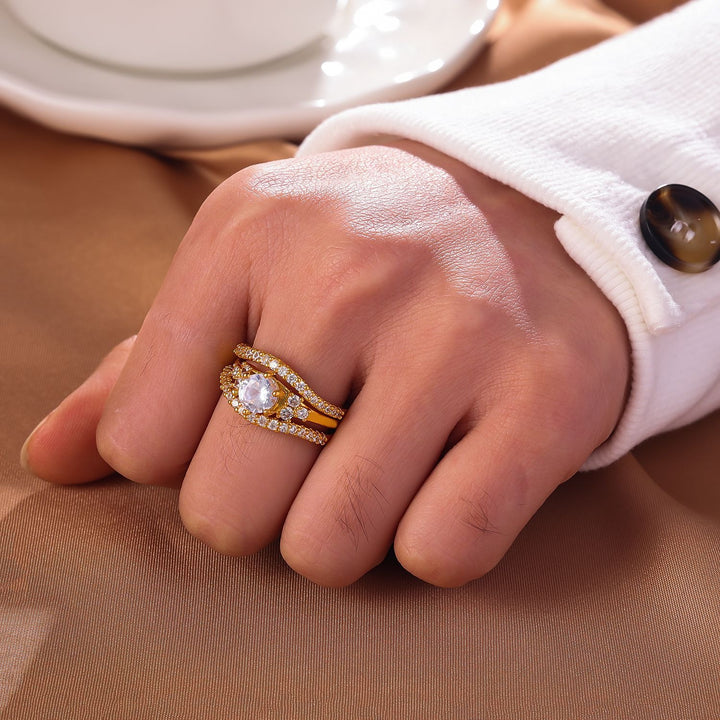 Vows of Love · Triple-Layer Interlocking Stackable Ring Set