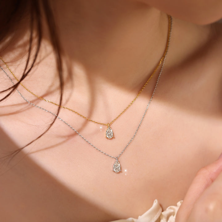 Classic Teardrop · S925 Sterling Silver Pear-Cut Solitaire Necklace