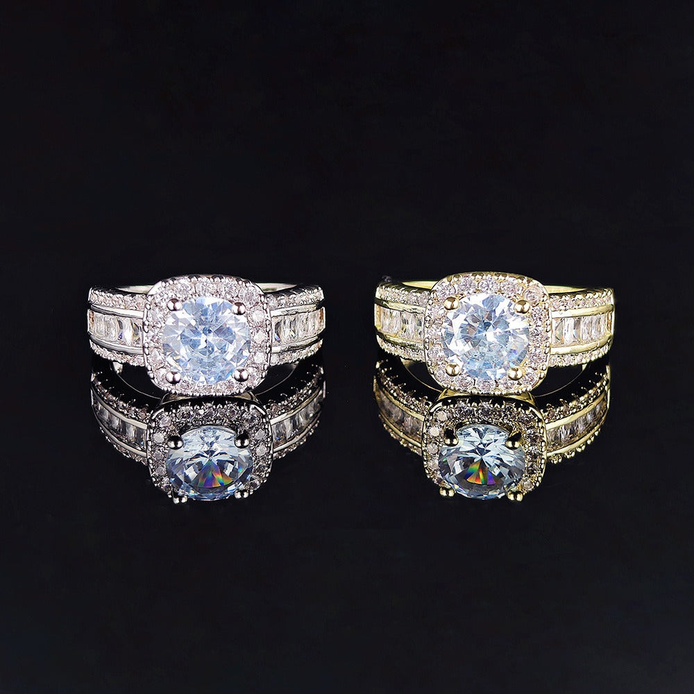 18K Gold Plated Cushion Cut Halo Ring