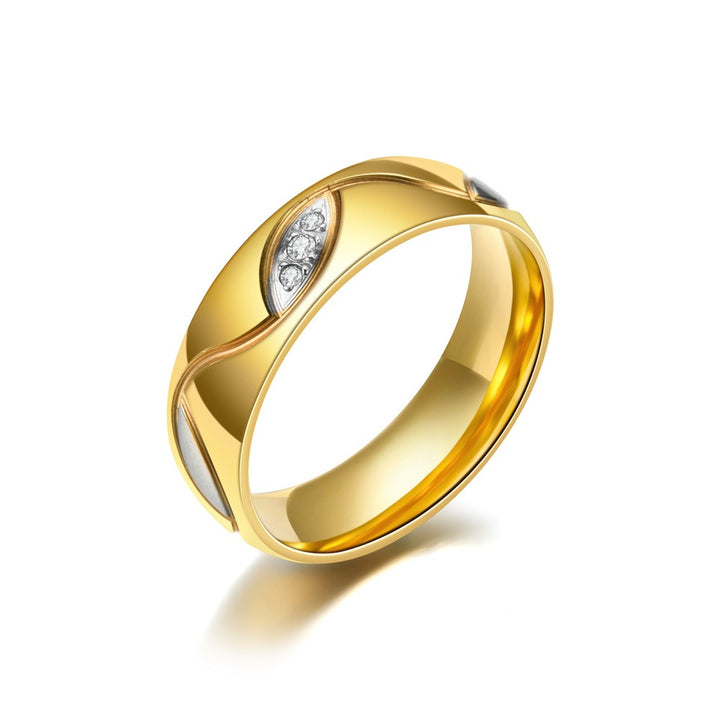18K Gold Two-Tone Wave Couple Rings Wide Comfort Fit Wedding Bands