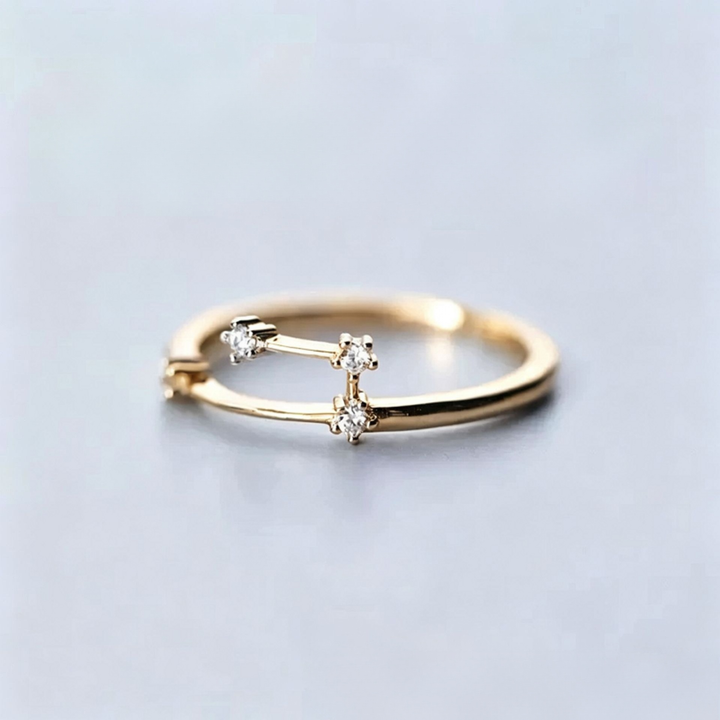 S925 Sterling Silver Zodiac Open Ring Constellation Pavé Ring