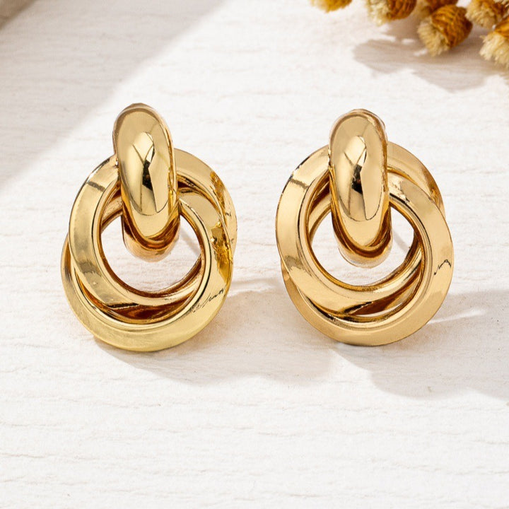 18K Gold & Silver Plated Polished Finish Minimalist Sculptural Knot Stud Earrings