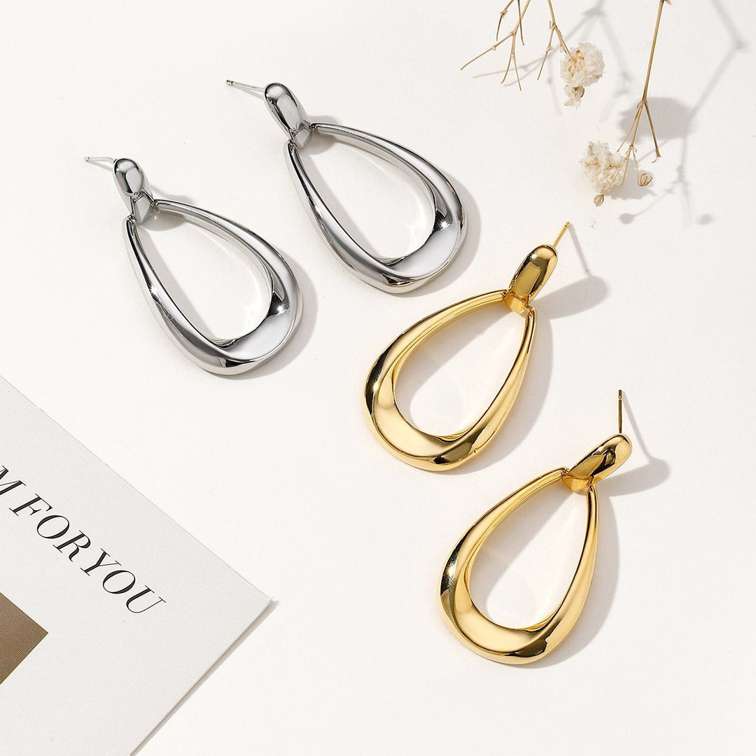 Minimalist Teardrop Chunky Hoop Earrings Modern Sculptural Drop Earrings