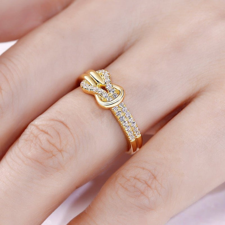 S925 Sterling Silver Infinity Ring with Pavé Stones Eternal Love Intertwined Band