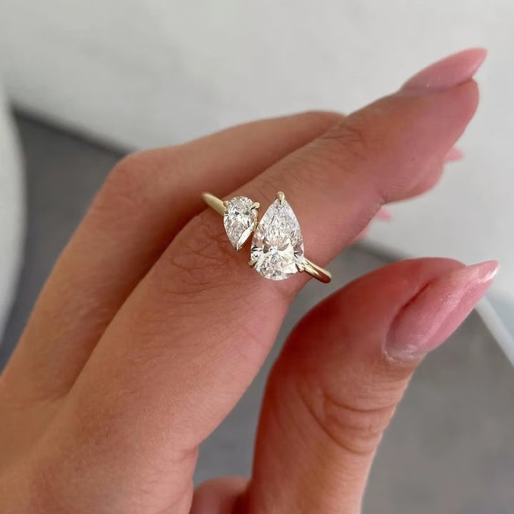 S925 Sterling Silver Toi et Moi Ring