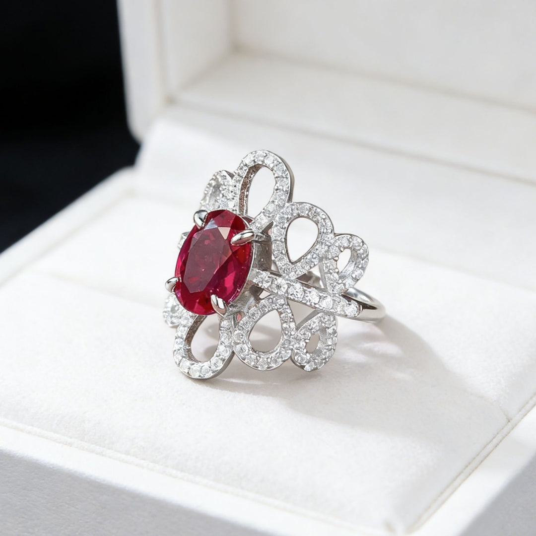 Vintage Blossom · Ruby Adjustable Ring