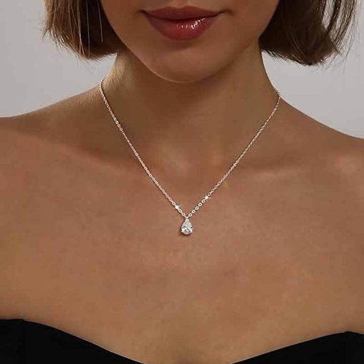 Classic Teardrop · S925 Sterling Silver Pear-Cut Solitaire Necklace