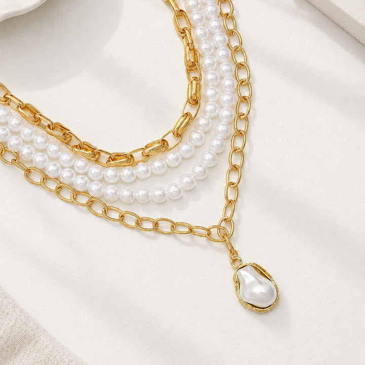 18K Gold Layered Pearl Necklace