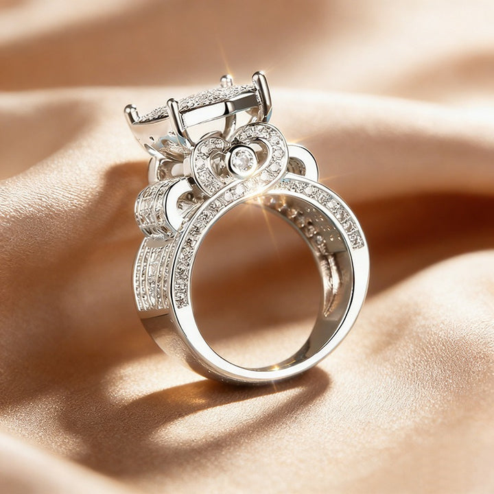 S925 Sterling Silver Iced-Out Heart Ring