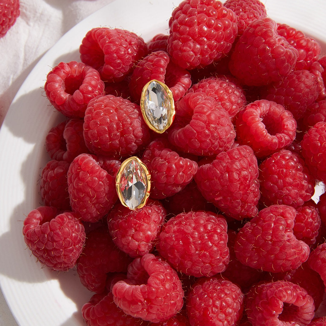 18K Gold Marquise Bezel-Set Moissanite Stud Earrings