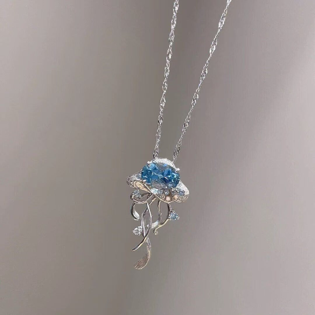 S925 Sterling Silver Ocean Jellyfish Necklace