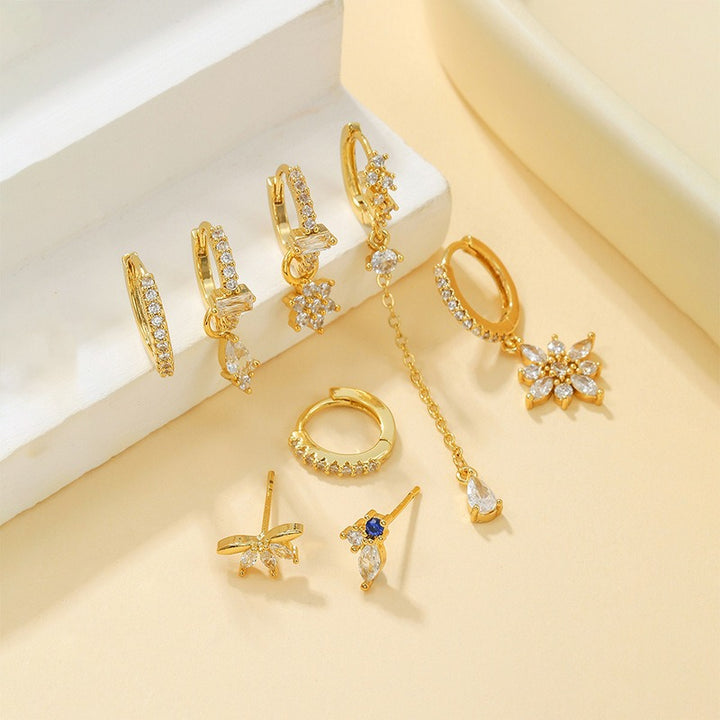 18K Gold Earring Set Celestial, Butterfly Western Charms