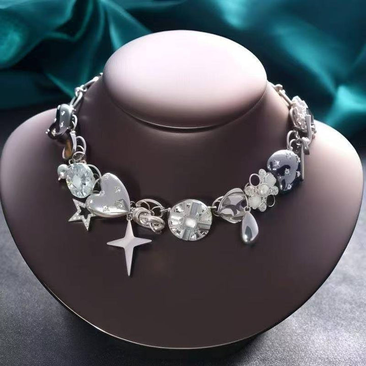 Y2K Sweet & Savage Silver Charm Necklace/Bracelet