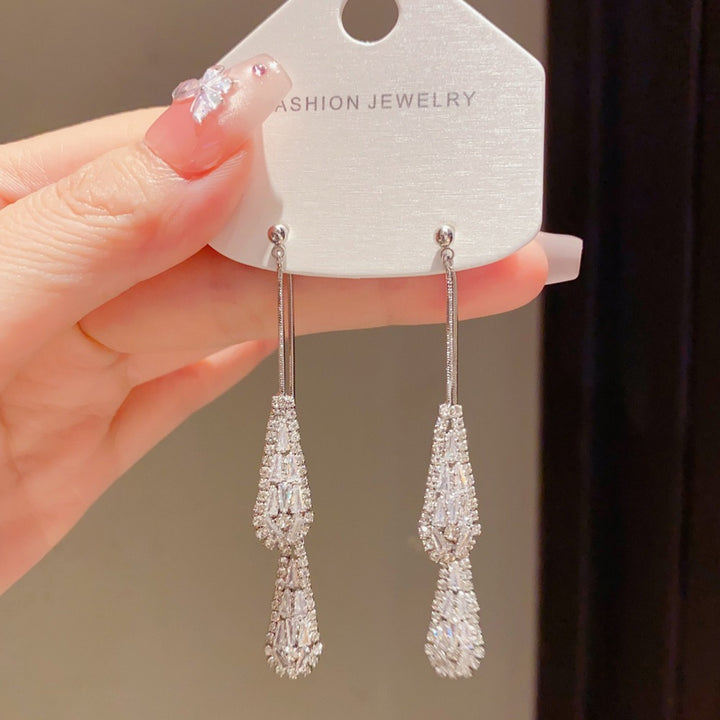 18K Gold & Silver Threader Earrings Double Chain Teardrop Tassel