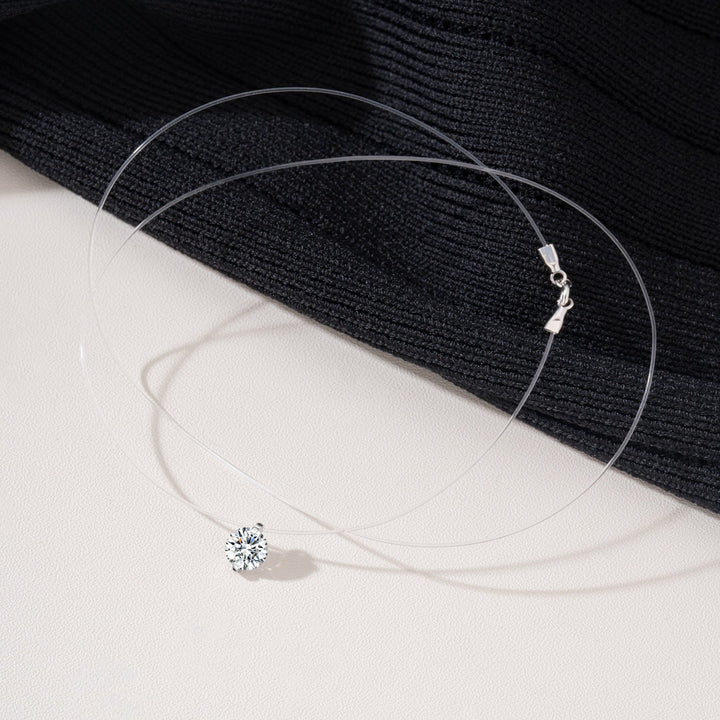 Mermaid's Tear Floating Diamond Ring & Necklace Minimalist Invisible Setting