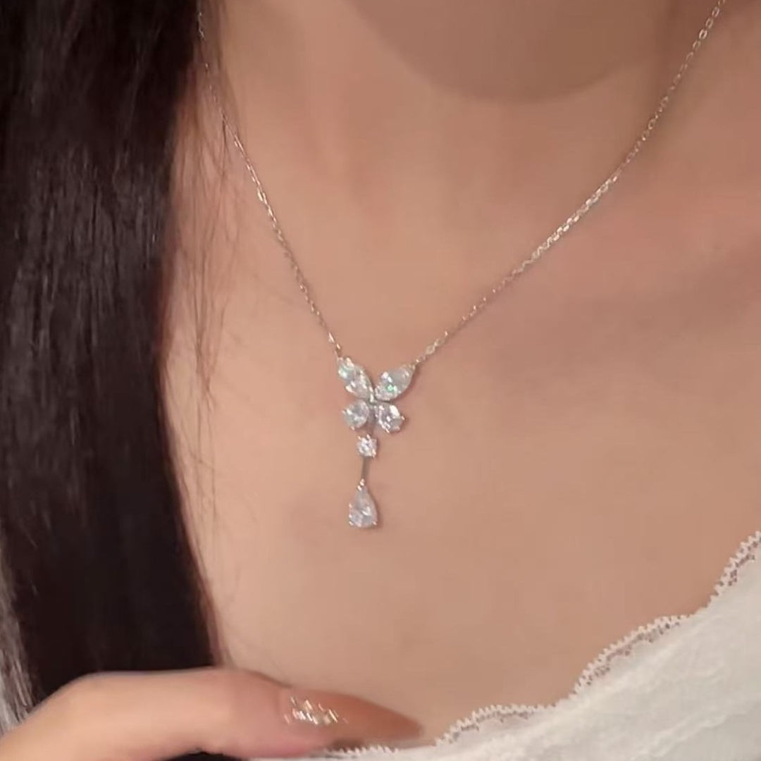 S925 Sterling Silver Teardrop Bow Y-Necklace