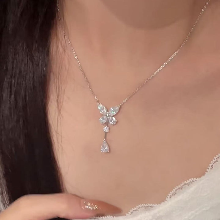S925 Sterling Silver Teardrop Bow Y-Necklace