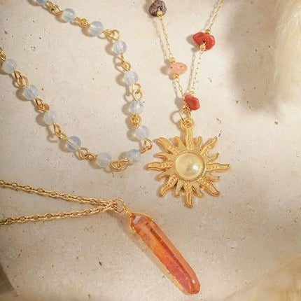 Vintage Boho Layered Sun Necklace