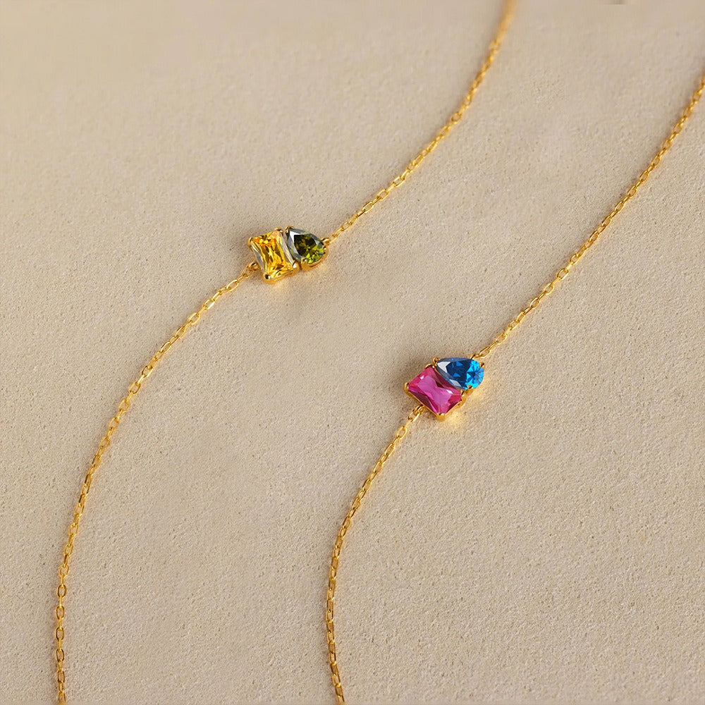 18K Gold Toi et Moi Birthstone Bracelet