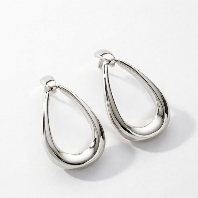 Minimalist Teardrop Chunky Hoop Earrings Modern Sculptural Drop Earrings