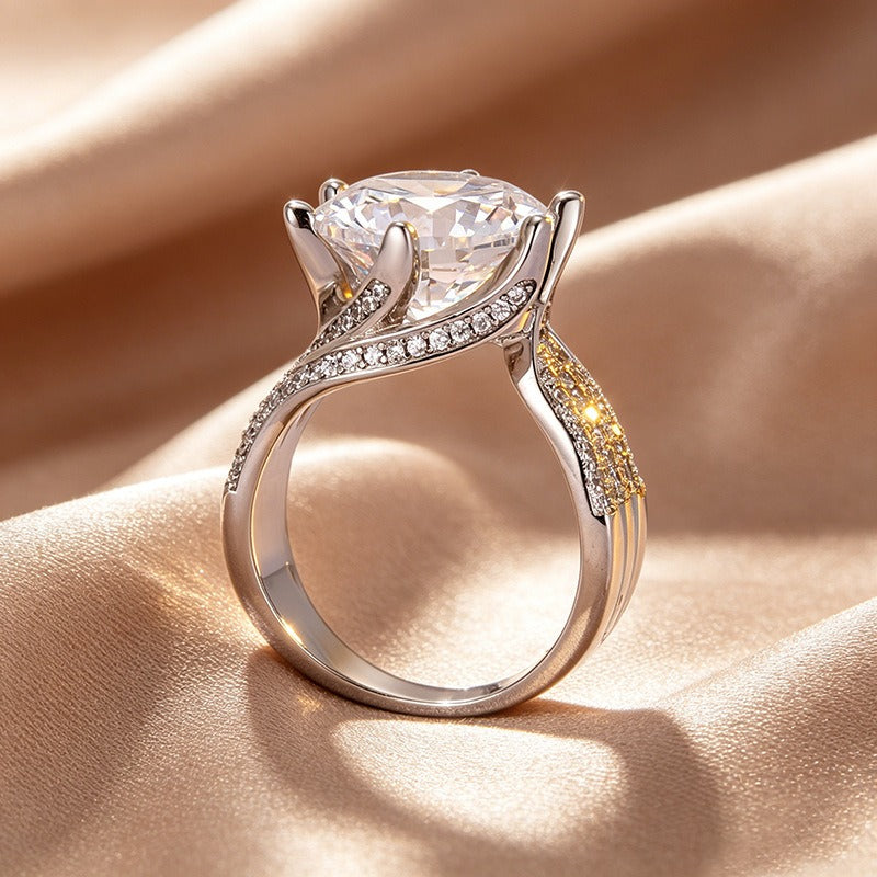 S925 Sterling Silver Couture Split-Shank Pavé Large Moissanite Ring