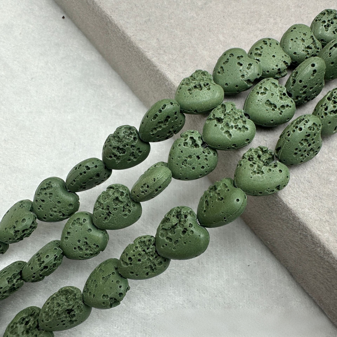 Heart-Shaped Natural Lava Stone Beads