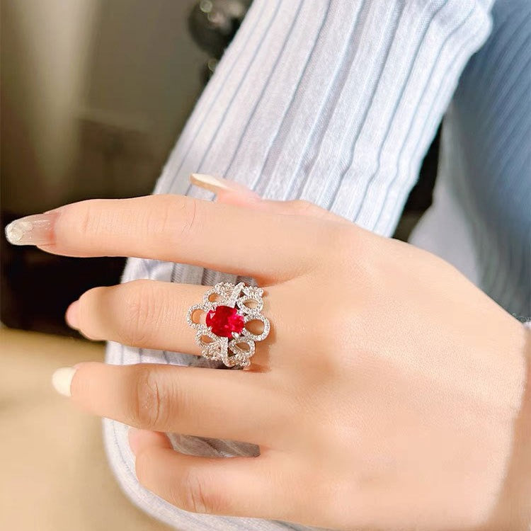 Vintage Blossom · Ruby Adjustable Ring