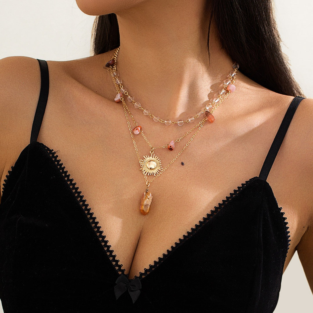 Vintage Boho Layered Sun Necklace