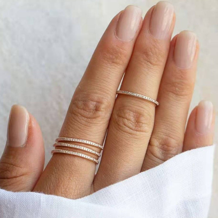Minimalist Stacking 1.6mm Ultra-Thin Micro-Pavé Eternity Ring