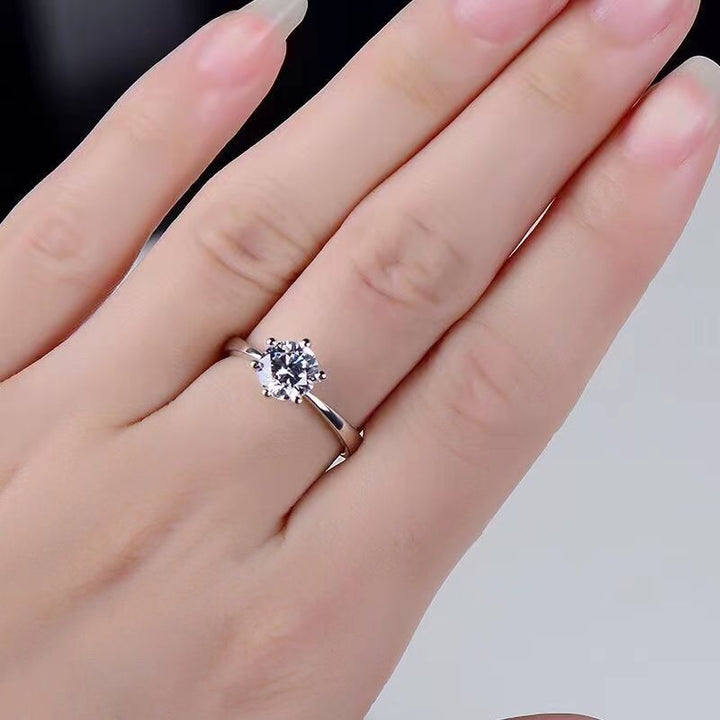 S925 Sterling Silver Classic 6-Prong Solitaire Moissanite Ring