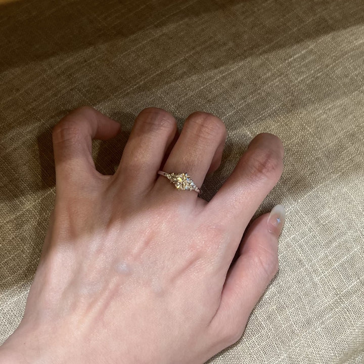 S925 Silver Classic Round CZ Ring | Graduated Cluster Accent Band