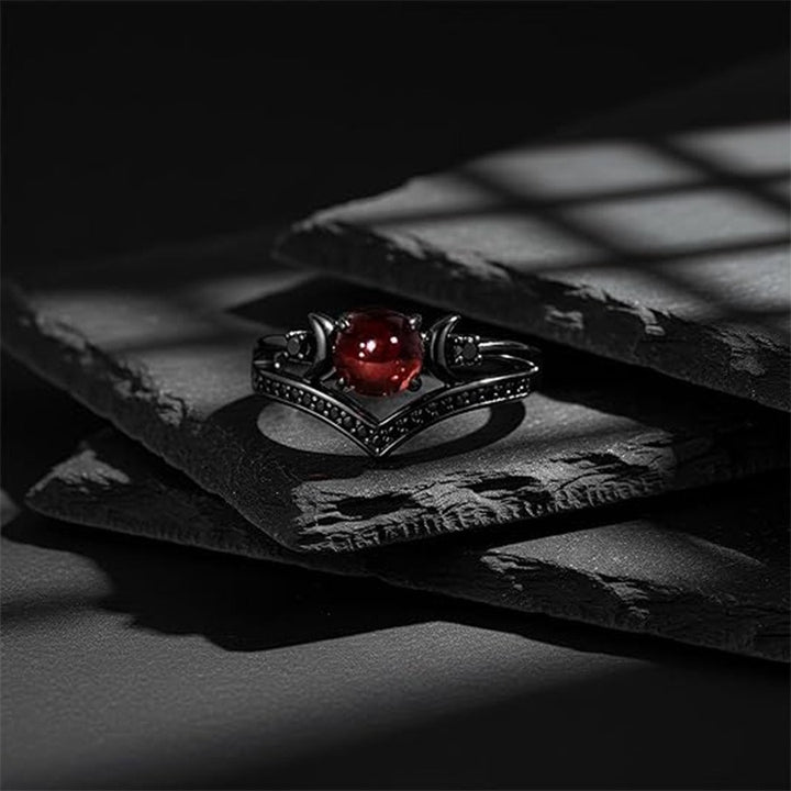 Crescent Moon Gemstone Ring