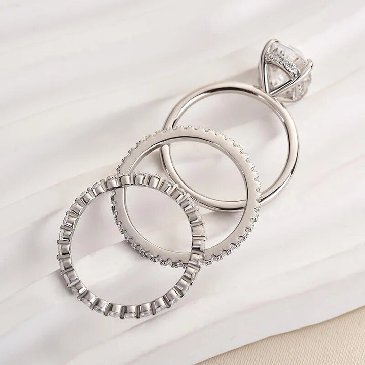 Classic Oval Cut Bridal 3-Piece Ring Set