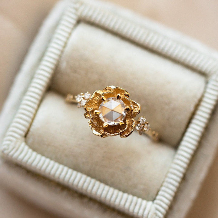 French Vintage Rose · 18K Gold Plated 3D Flower Ring with Pavé Accents
