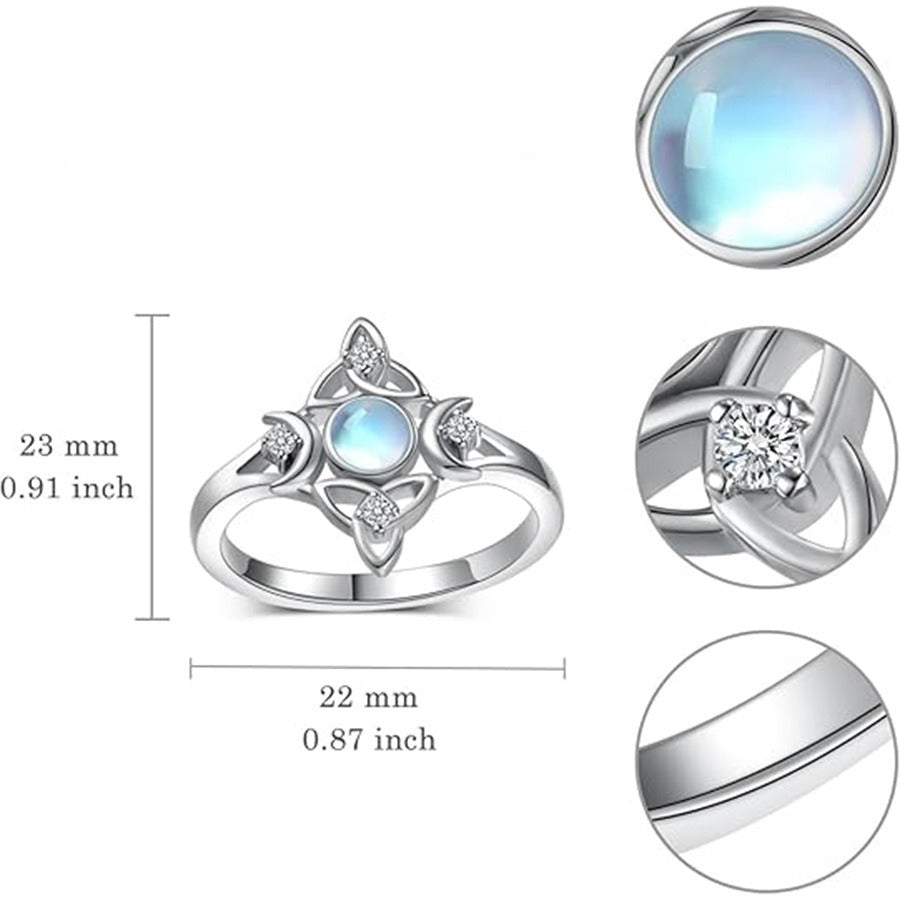 Vintage Witchy Moonstone Celtic Knot Ring