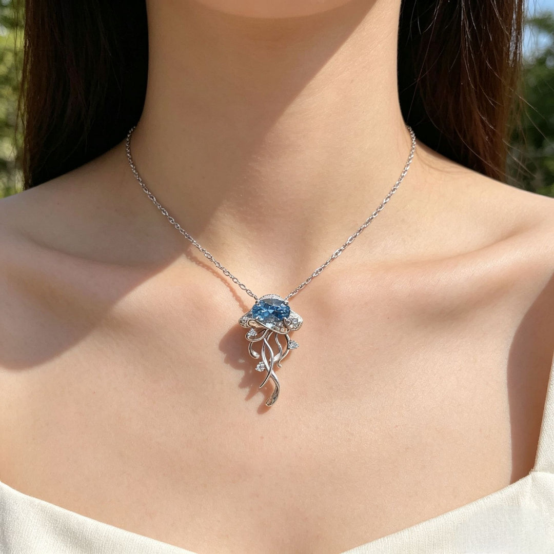 S925 Sterling Silver Ocean Jellyfish Necklace