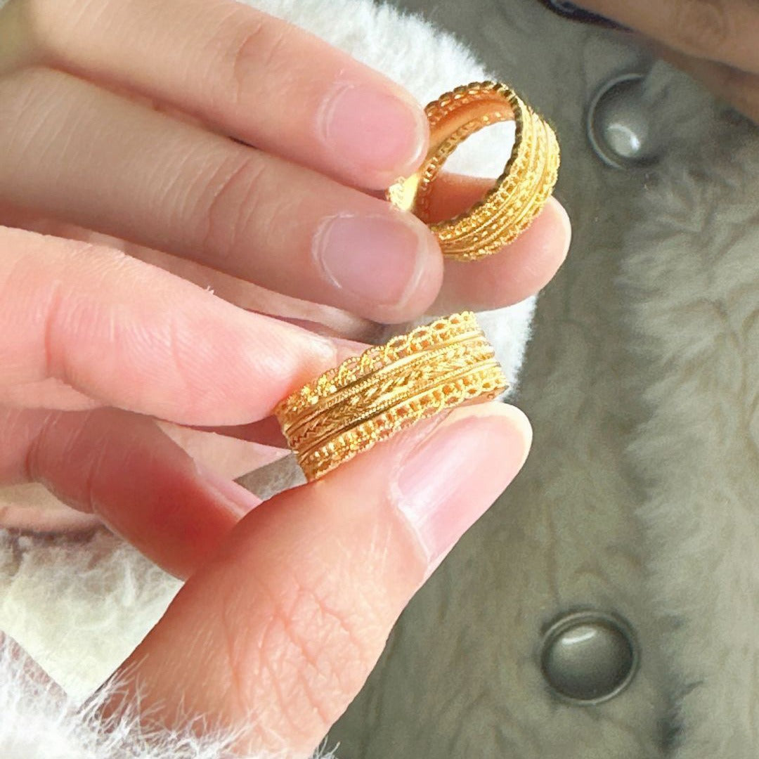 Golden Lace 18K Gold Filigree Wheat Weave Ring