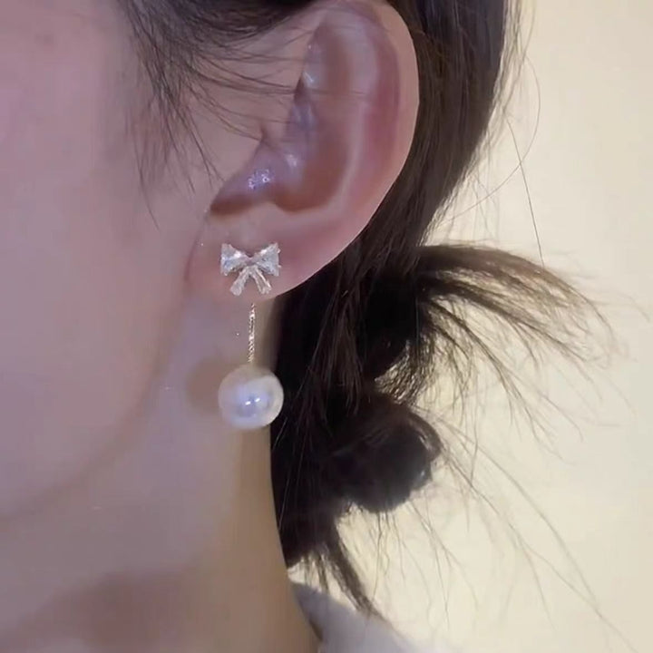 18K Gold Iridescent Pearl Drop Earrings