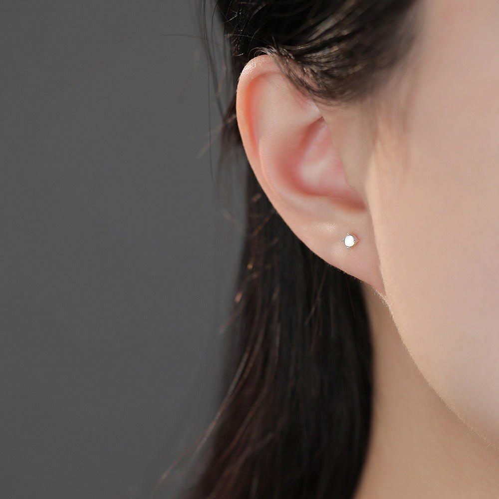 S925 Sterling Silver Moonstone Stud Earrings