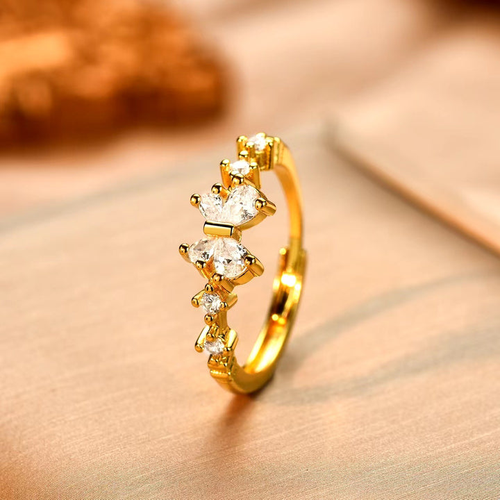 Winged Whisper 3D Pave Butterfly Open Ring