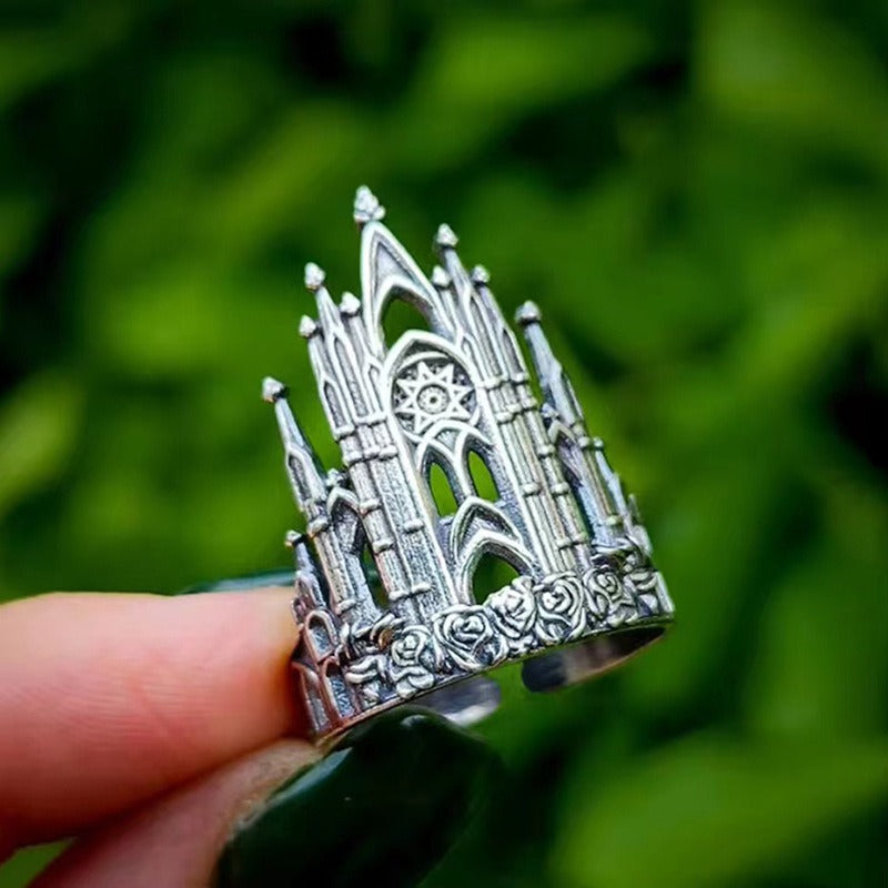 「Gothic Cathedral」S925 Silver Medieval Church Hollow Ring