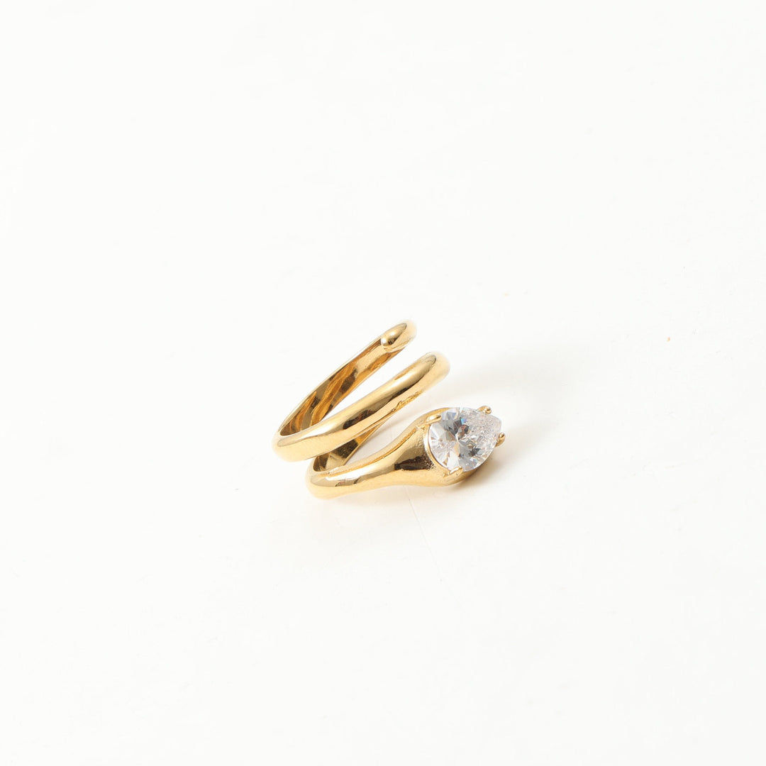 「Serpent Sparkle」Pear Cut Wrap Snake Ring