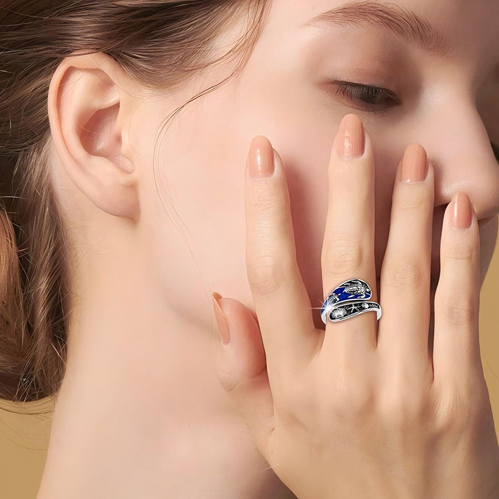 「Sea Turtle Guardian」Ocean Magic Enamel Open Ring